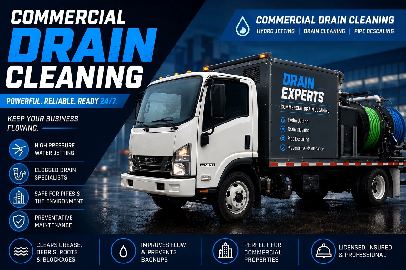 Commercial drain cleaning Dallas truck